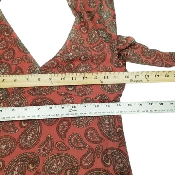 Rockford RFD Boho Paisley Print Flutter Sleeve Maxi Dress Open Back Tie Detail M - Picture 7 of 8